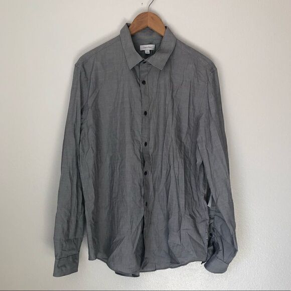 NWT CALVIN KLEIN Dress Shirt Gray Size Large - Picture 1 of 13